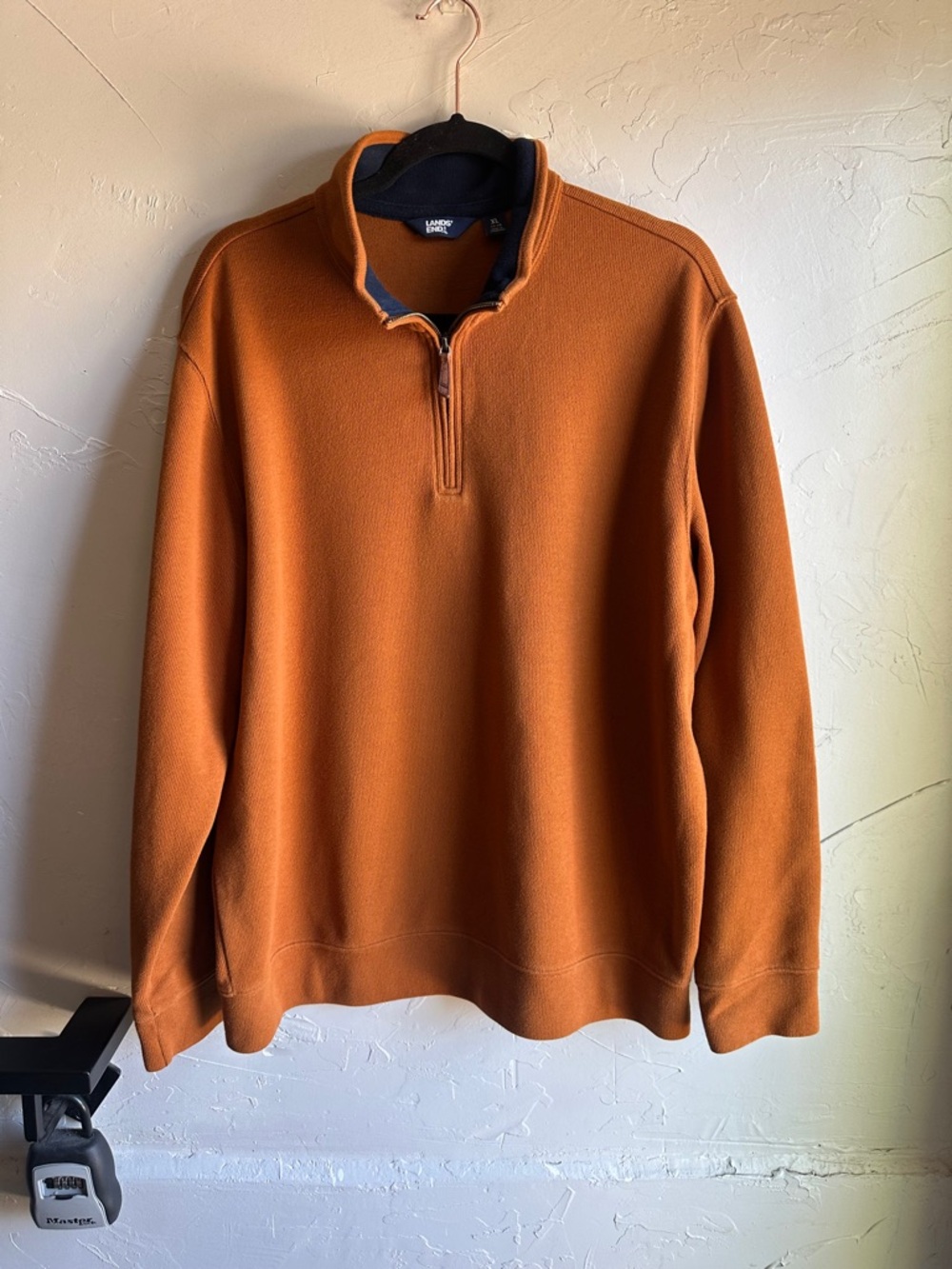 Lands End Brown Quarter Zip Pullover XL Normcore Preppy Dadcore Granola Cotton